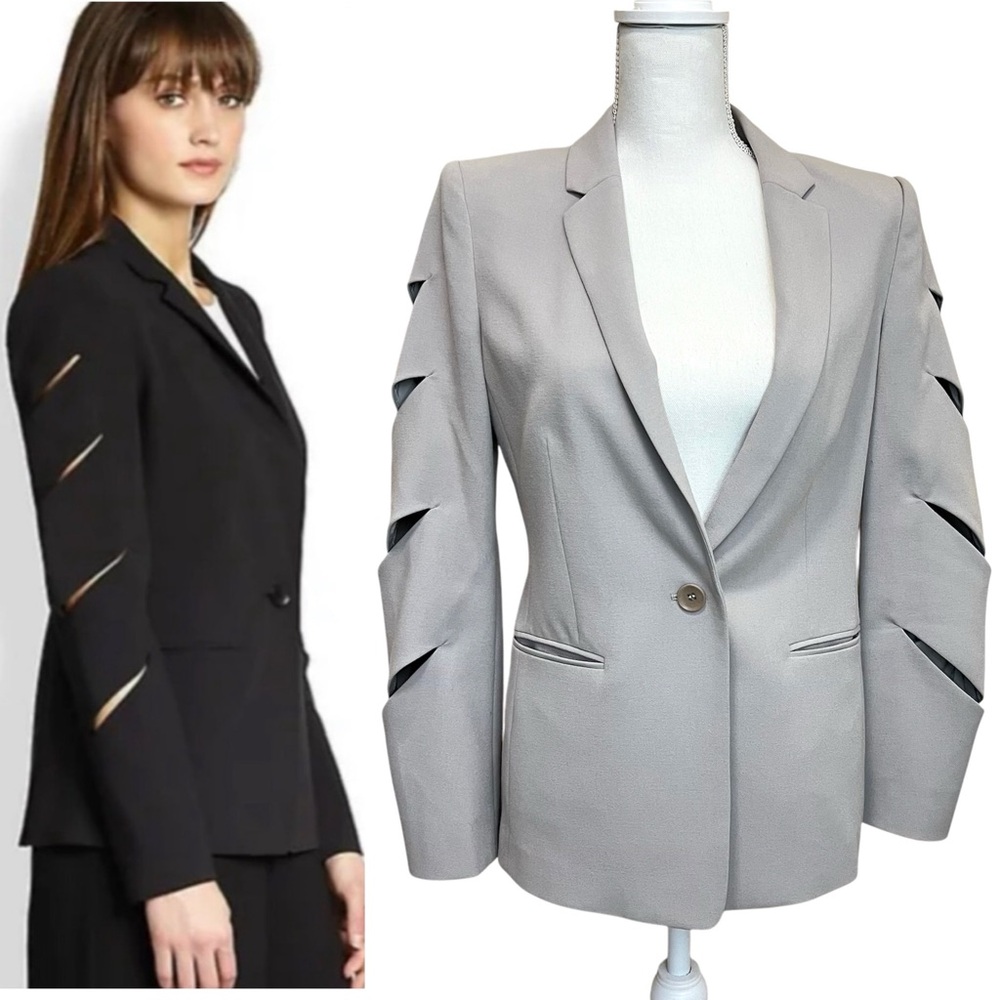 BCBGMAXAZRIA Brent Blazer - Silver Dove - Cutout Sleeves